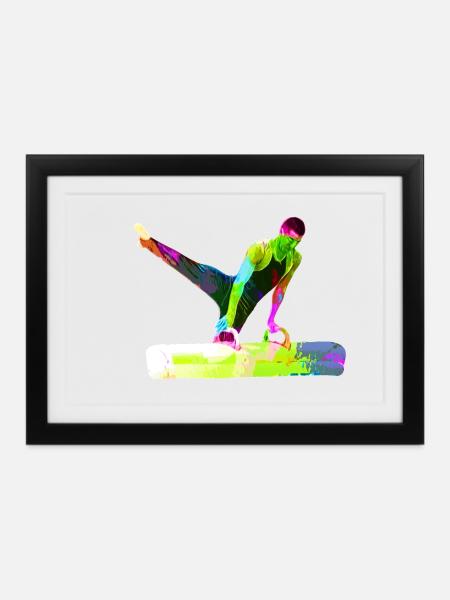 Pauschenpferd Turner - Gerahmtes Poster (37 × 27 cm) - Schwarz