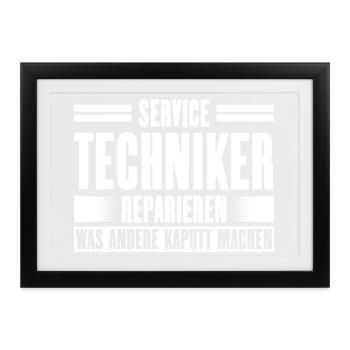 Servicetechniker Support Lösung Spruch Service - Gerahmtes Poster (37 × 27 cm) - Schwarz - Vorne
