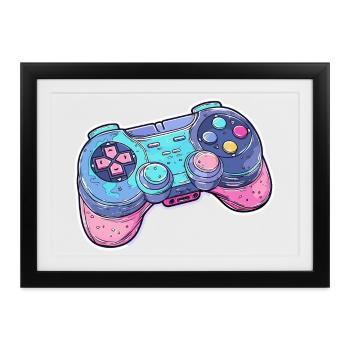 Game Controller Grafik - Gerahmtes Poster (37 × 27 cm) - Schwarz - Vorne