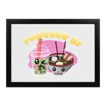 Powered by Ramen - Gerahmtes Poster (37 × 27 cm) - Schwarz - Vorne