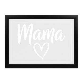 Mama Heart Script Logo - Gerahmtes Poster (37 × 27 cm) - Schwarz - Vorne