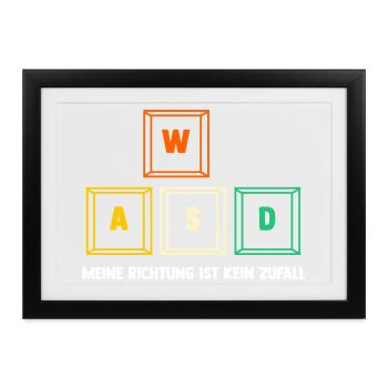 Zocken Computerspieler Zocker Gaming Gamer - Gerahmtes Poster (37 × 27 cm) - Schwarz - Vorne