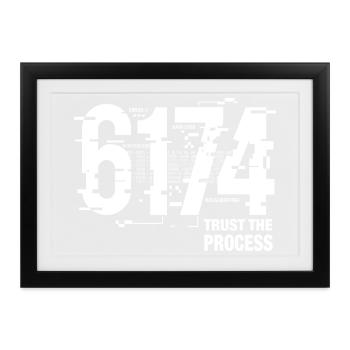 6174 Kaprekar Konstante Glitch Mathematik - Gerahmtes Poster (37 × 27 cm) - Schwarz - Vorne