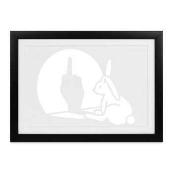 Rabbit Shadow Hand FUCK OFF Majeur - Affiche encadrée (37 × 27 cm) - noir - Devant