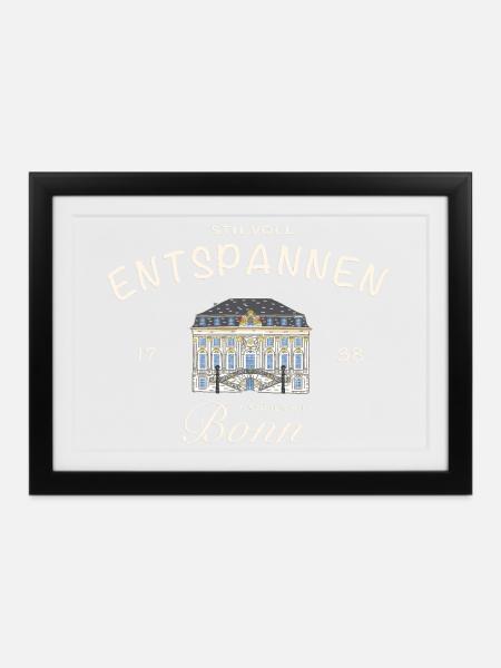 Bonn, stilvoll Entspannen, altes Rathaus - Gerahmtes Poster (37 × 27 cm) - Schwarz