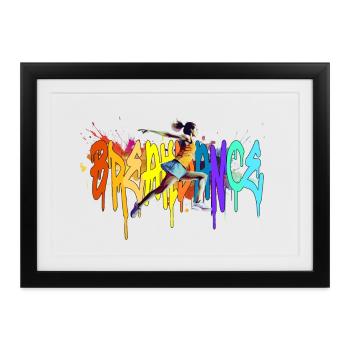 Breakdance Girl Bgirl B-Girl - Affiche encadrée (37 × 27 cm) - noir - Devant