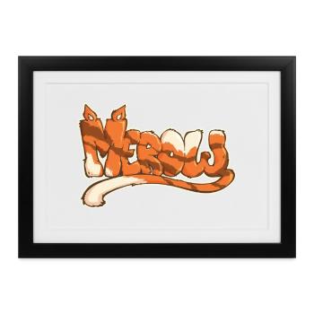 Merow, ein gezogenes Wort - Gerahmtes Poster (37 × 27 cm) - Schwarz - Vorne