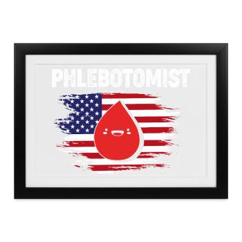 Pflege Pfleger Pflegerin Blutentnahme Phlebotomist - Gerahmtes Poster (37 × 27 cm) - Schwarz - Vorne