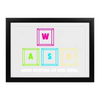 Zocken Computerspieler Zocker Gaming Gamer - Gerahmtes Poster (37 × 27 cm) - Schwarz - Vorne