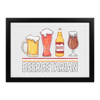 Beergetarian, Bier und Satire - Gerahmtes Poster (37 × 27 cm) - Schwarz - Vorne
