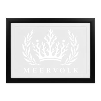 Meervolk Korallen Krone Emblem Schwarz Weiss - Gerahmtes Poster (37 × 27 cm) - Schwarz - Vorne