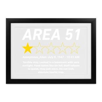 Area 51 Review One Star Alien Design - Gerahmtes Poster (37 × 27 cm) - Schwarz - Vorne