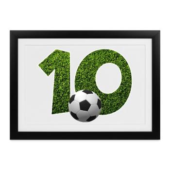 NR. 10 NUMMER 10 FUßBALL 10. GEBURTSTAG - Gerahmtes Poster (37 × 27 cm) - Schwarz - Vorne