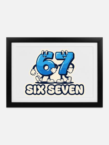 67 Meme Shirt – Sechs Sieben meme - Gerahmtes Poster (37 × 27 cm) - Schwarz