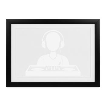 DJ-Mixer Silhouette mit Kopfhörern - Gerahmtes Poster (37 × 27 cm) - Schwarz - Vorne
