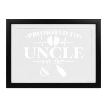 Pregnancy Announcement 2027 Promoted to Uncle - Gerahmtes Poster (37 × 27 cm) - Schwarz - Vorne
