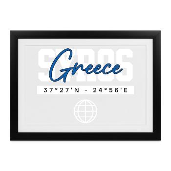 Syros Griechenland Koordinaten Reise Souvenir - Gerahmtes Poster (37 × 27 cm) - Schwarz - Vorne