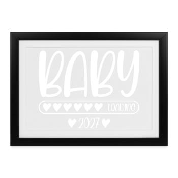 Baby 2027 Loading Schwangerschaft Mama Geschenk - Gerahmtes Poster (37 × 27 cm) - Schwarz - Vorne