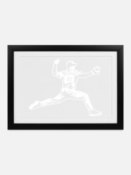 Baseball Pitcher - Gerahmtes Poster (37 × 27 cm) - Schwarz