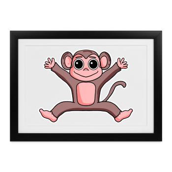 Affe - Gerahmtes Poster (37 × 27 cm) - Schwarz - Vorne