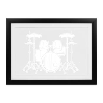 Drum Set Zeichnung - Gerahmtes Poster (37 × 27 cm) - Schwarz - Vorne
