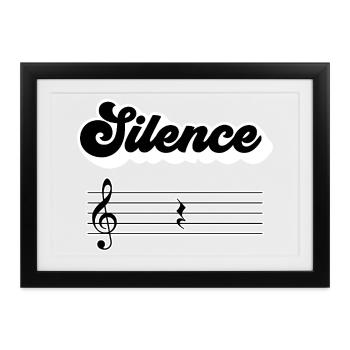 Silence Solfeggio Geschenk Musikermusik - Gerahmtes Poster (37 × 27 cm) - Schwarz - Vorne