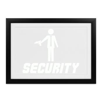 Security mit Waffe - Gerahmtes Poster (37 × 27 cm) - Schwarz - Vorne