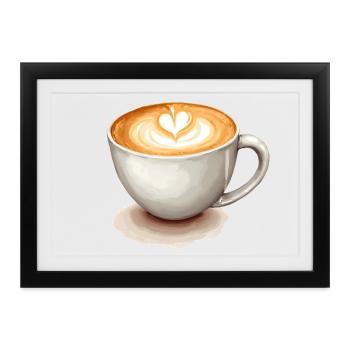 Kaffee Cappuccino  - Gerahmtes Poster (37 × 27 cm) - Schwarz - Vorne
