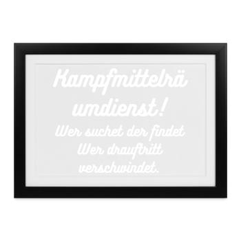 HN Kampfmittel Text Retro Script - Gerahmtes Poster (37 × 27 cm) - Schwarz - Vorne