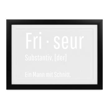 Friseur Substantiv Definition Geschenk - Gerahmtes Poster (37 × 27 cm) - Schwarz - Vorne
