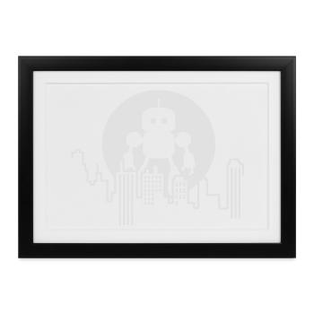 Futuristische Robot Skyline – Android - Gerahmtes Poster (37 × 27 cm) - Schwarz - Vorne