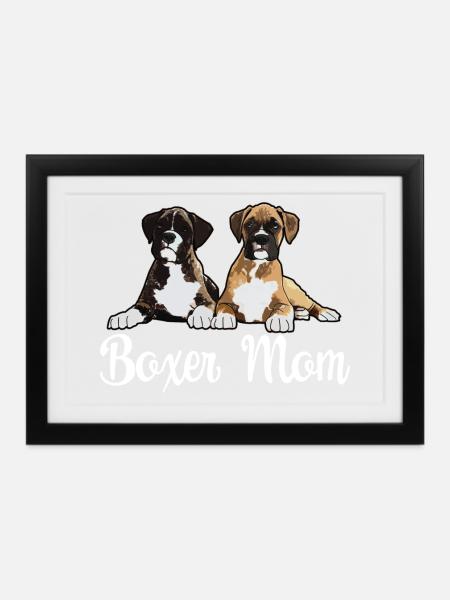 Boxer Hund Boxer Mama - Gerahmtes Poster (37 × 27 cm) - Schwarz