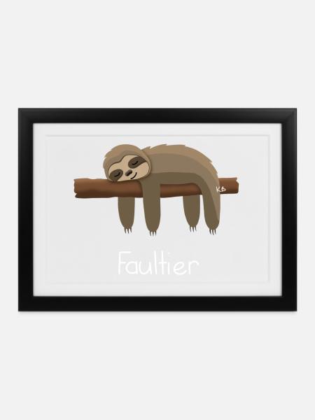 Faultier - Gerahmtes Poster (37 × 27 cm) - Schwarz