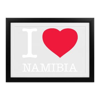 I LOVE NAMIBIA - Gerahmtes Poster (37 × 27 cm) - Schwarz - Vorne