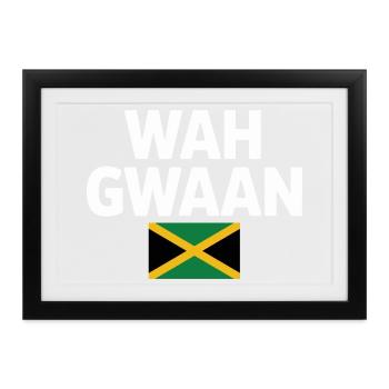 Wah Gwaan Jamaica Flag Tee - Gerahmtes Poster (37 × 27 cm) - Schwarz - Vorne