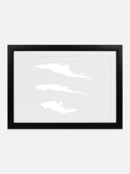 Abstraktes weißes Meer - Gerahmtes Poster (37 × 27 cm) - Schwarz