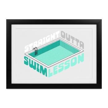 Schwimmlehrer Straight Outta Swim Lesson - Gerahmtes Poster (37 × 27 cm) - Schwarz - Vorne