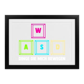 Zocken Computerspieler Zocker Gaming Gamer - Gerahmtes Poster (37 × 27 cm) - Schwarz - Vorne