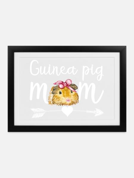 Meerschweinchen-Mama süßes Haustier-Liebhaber-Shirt - Gerahmtes Poster (37 × 27 cm) - Schwarz