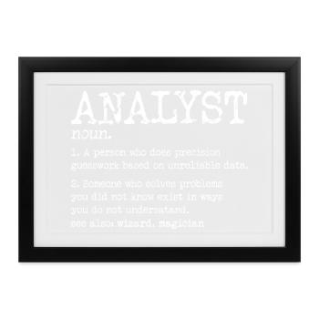 Analysten-Glyphen: Vintage-Datentypografie - Gerahmtes Poster (37 × 27 cm) - Schwarz - Vorne