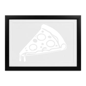 Pizzastück Geschenk Pizzeria - Gerahmtes Poster (37 × 27 cm) - Schwarz - Vorne