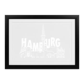 Hamburg skyline, Hamburg Germany, Hamburg city, Ha - Gerahmtes Poster (37 × 27 cm) - Schwarz - Vorne