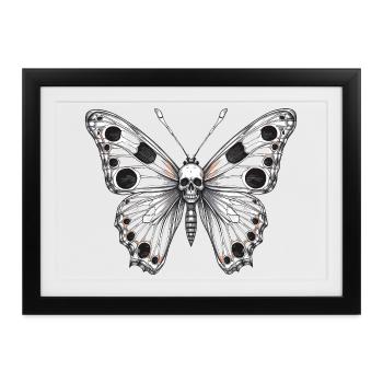Gotischer Mottenschädel - Gerahmtes Poster (37 × 27 cm) - Schwarz - Vorne