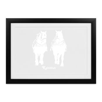 kaltblutduo_weiss - Gerahmtes Poster (37 × 27 cm) - Schwarz - Vorne