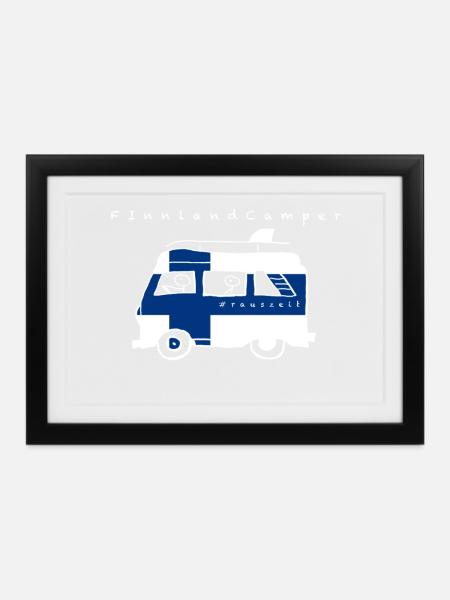 Finnland Camper - Gerahmtes Poster (37 × 27 cm) - Schwarz