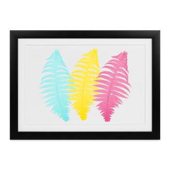 Pastellpalmen Trio Druck - Gerahmtes Poster (37 × 27 cm) - Schwarz - Vorne