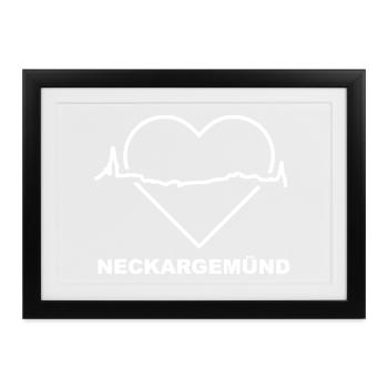 Neckargemünd - Herzschlag - Gerahmtes Poster (37 × 27 cm) - Schwarz - Vorne