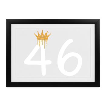 Regal Gold Crown Design schwarz mit der Zahl 44 - Gerahmtes Poster (37 × 27 cm) - Schwarz - Vorne