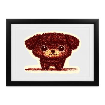 Winziges Hündchen (Rot) - Gerahmtes Poster (37 × 27 cm) - Schwarz - Vorne