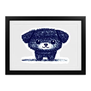 Winziges Hündchen (Blau) - Gerahmtes Poster (37 × 27 cm) - Schwarz - Vorne